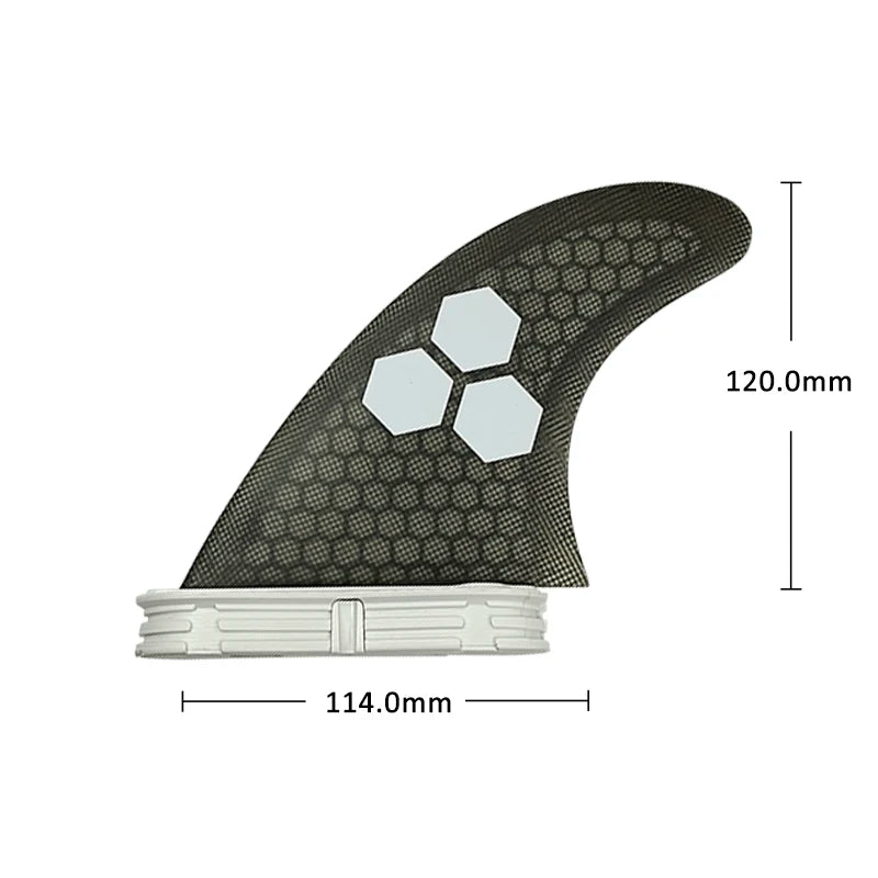 3 Quilhas, base FCS 2 - Tamanho " G". Fibra de Carbono, Vidro e Honeycomb