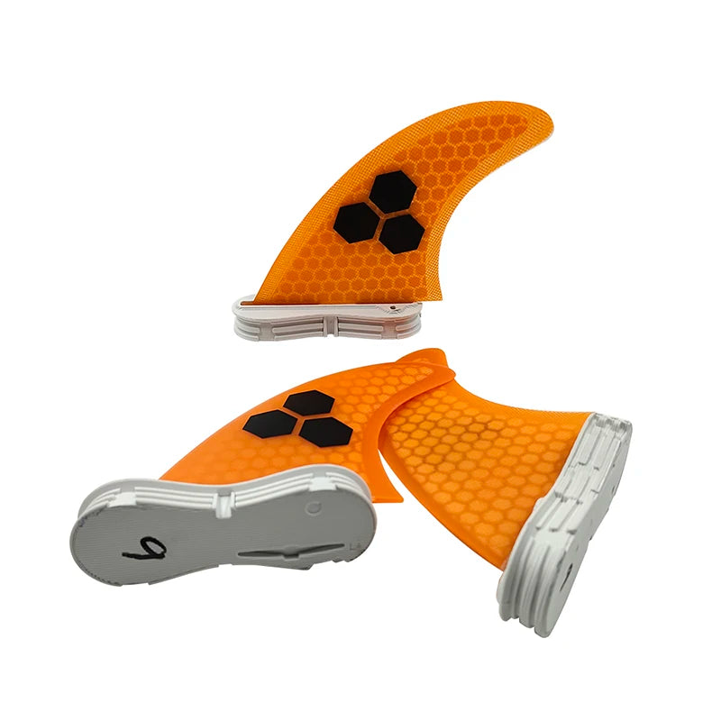 3 Quilhas, base FCS 2  - Tamanho " G". Fibra de Carbono, Vidro e Honeycomb