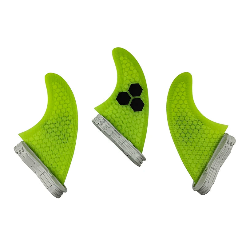 3 Quilhas, base FCS 2  - Tamanho " G". Fibra de Carbono, Vidro e Honeycomb