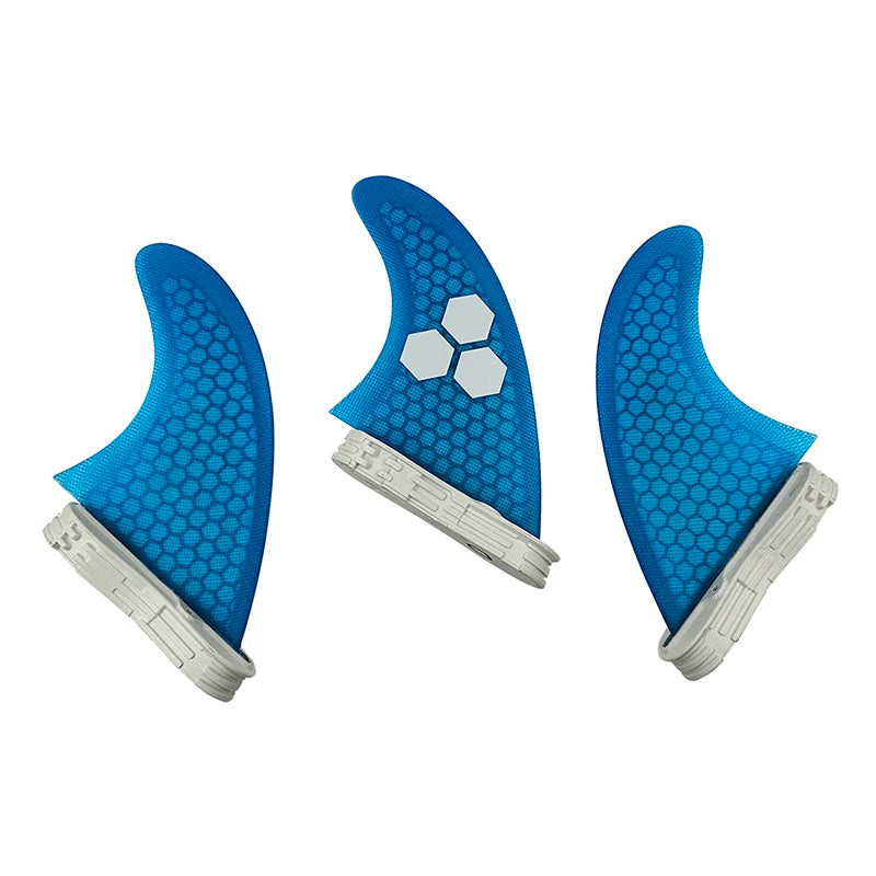 3 Quilhas, base FCS 2  - Tamanho " G". Fibra de Carbono, Vidro e Honeycomb