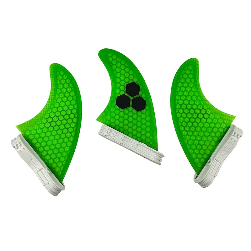 3 Quilhas, base FCS 2  - Tamanho " G". Fibra de Carbono, Vidro e Honeycomb