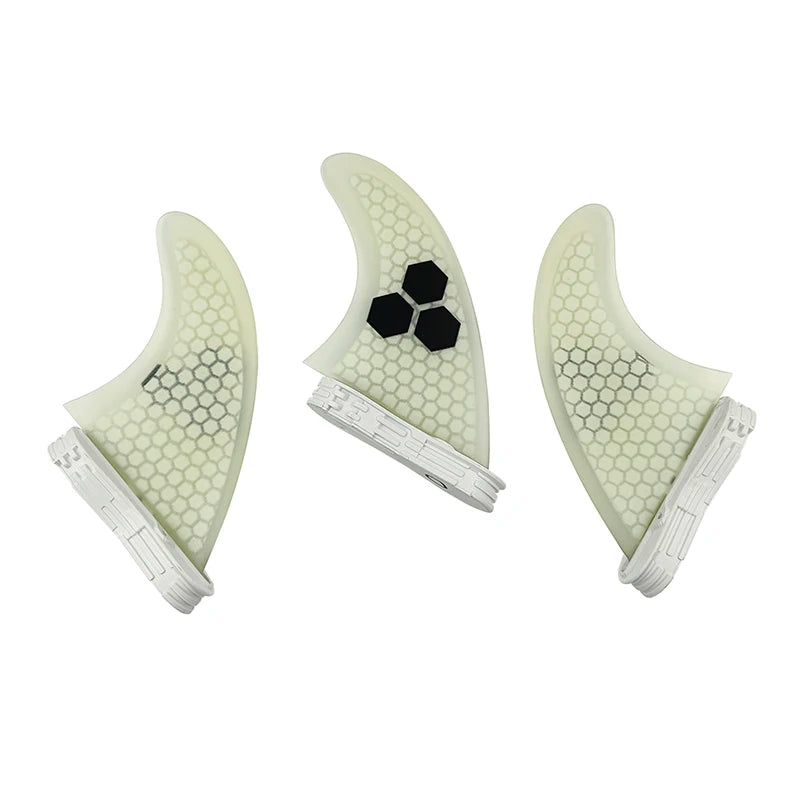 3 Quilhas, base FCS 2  - Tamanho " G". Fibra de Carbono, Vidro e Honeycomb