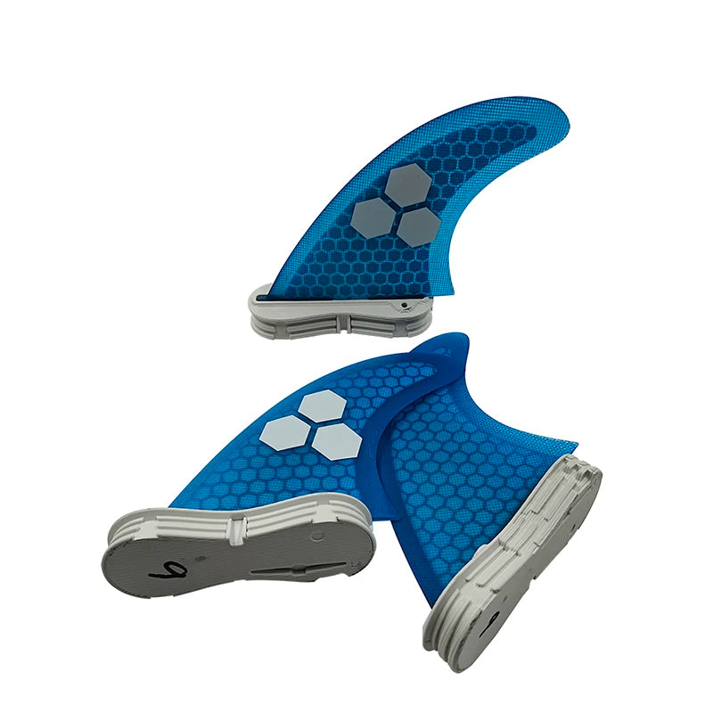 3 Quilhas, base FCS 2  - Tamanho " G". Fibra de Carbono, Vidro e Honeycomb