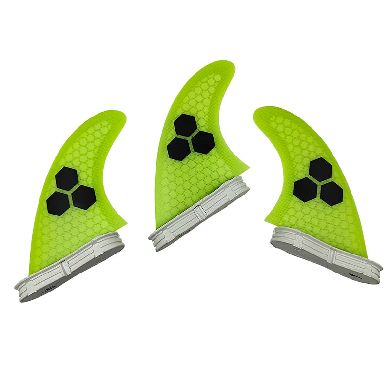 3 Quilhas, base FCS 2  - Tamanho " G". Fibra de Carbono, Vidro e Honeycomb