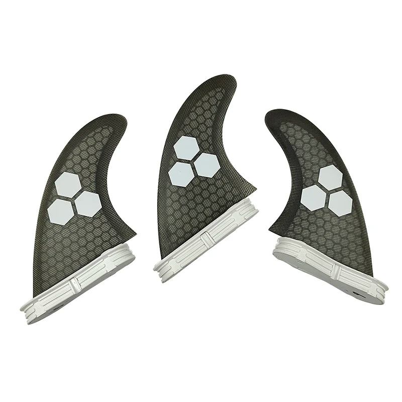 3 Quilhas, base FCS 2  - Tamanho " G". Fibra de Carbono, Vidro e Honeycomb
