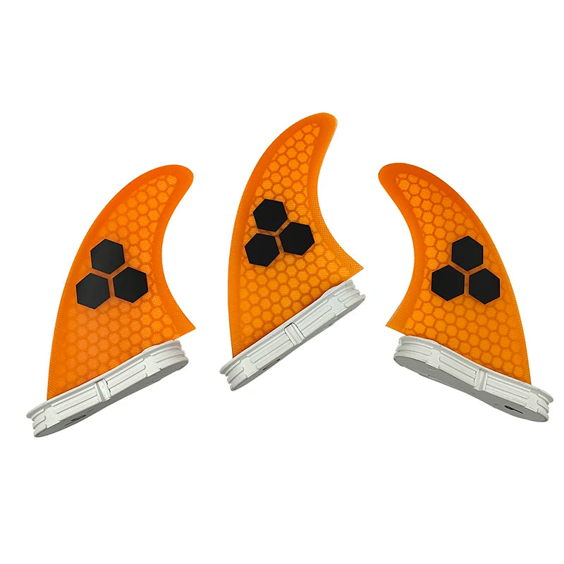 3 Quilhas, base FCS 2  - Tamanho " G". Fibra de Carbono, Vidro e Honeycomb