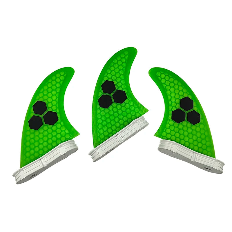 3 Quilhas, base FCS 2  - Tamanho " G". Fibra de Carbono, Vidro e Honeycomb